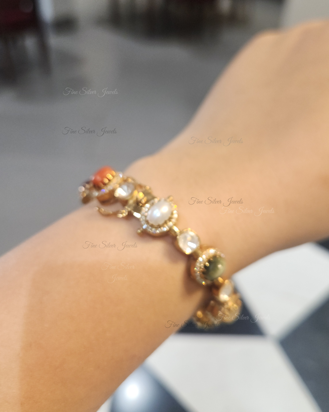 925 Silver Nava Navratan Bangle