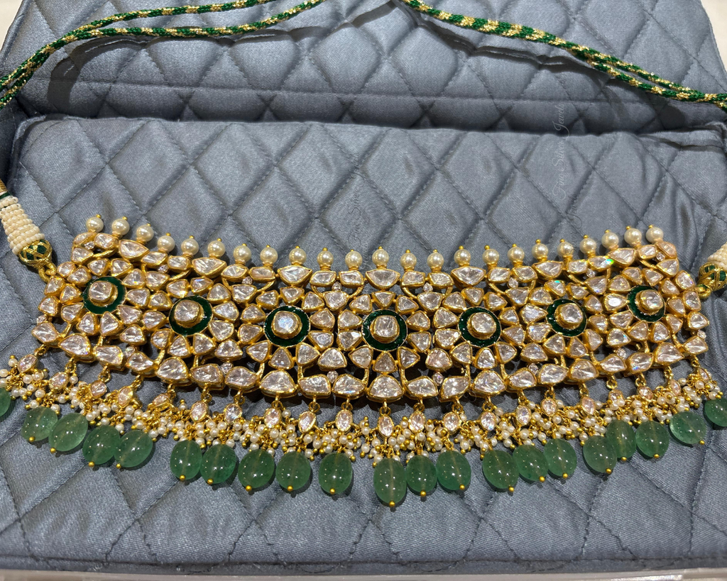 925 Silver Hansika Polki Necklace