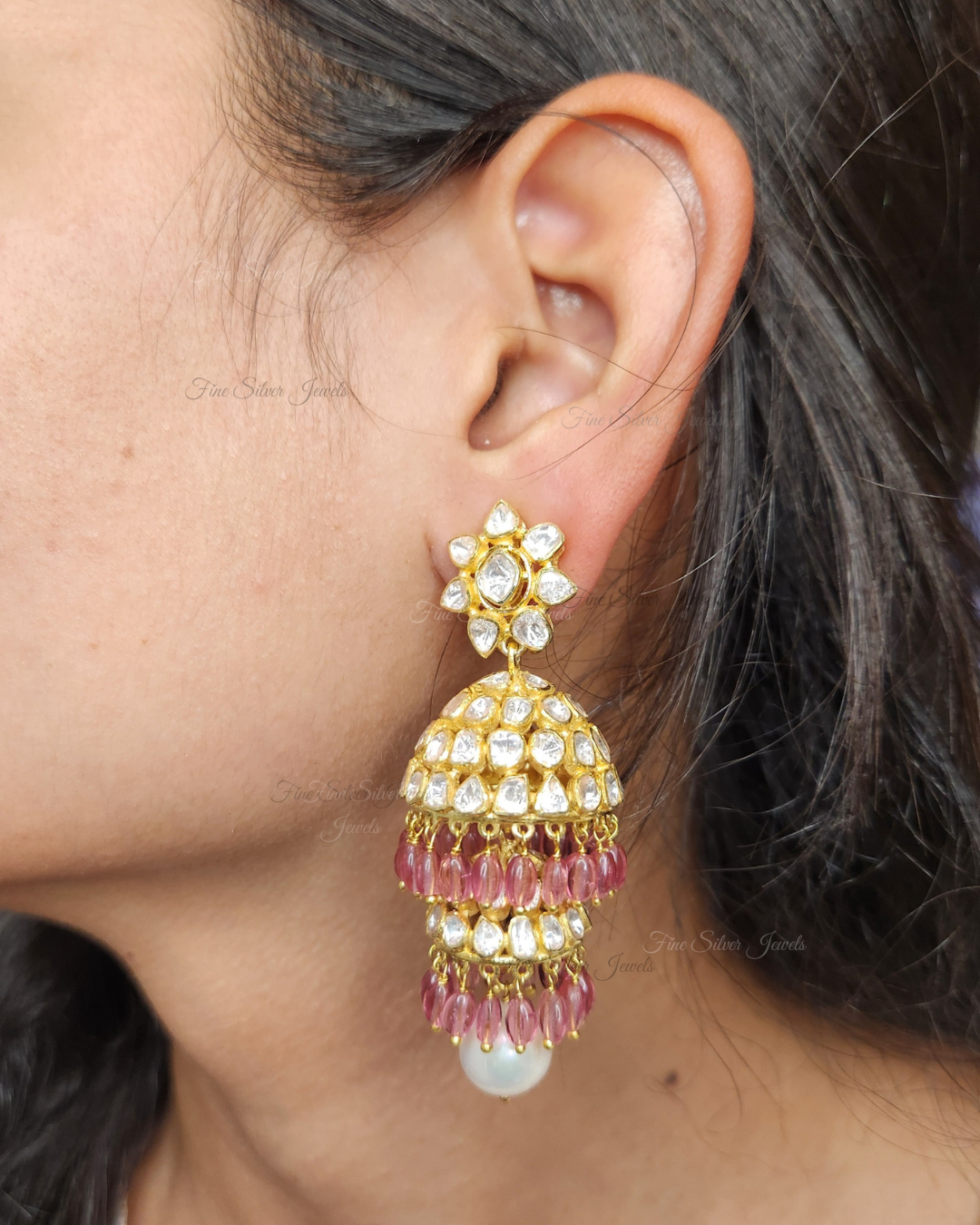925 Silver Kaveri Polki Earring