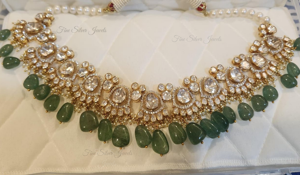 925 Silver Rivaah Polki Necklace Set