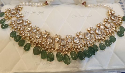 925 Silver Rivaah Polki Necklace Set