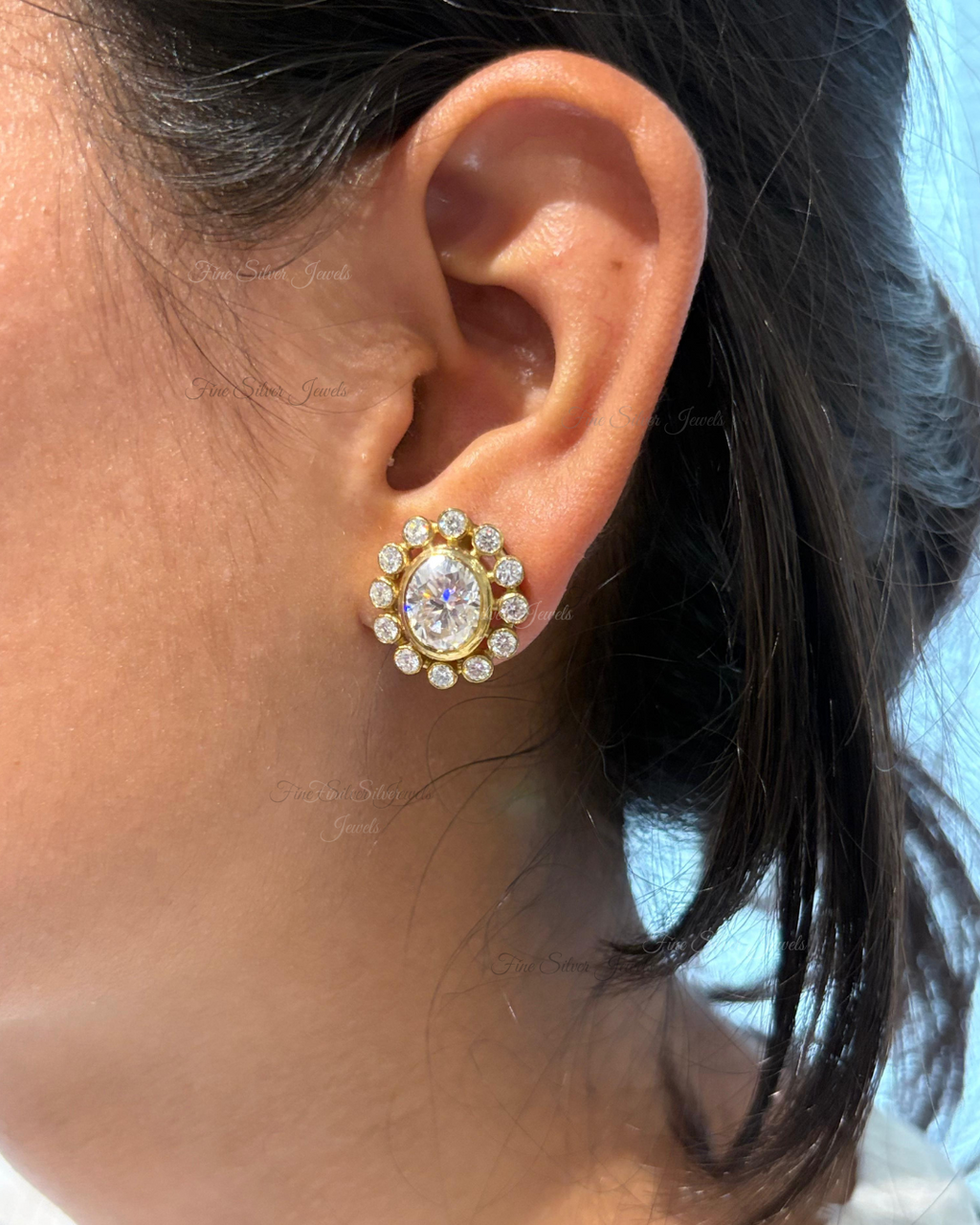 925 Silver Jivika GRA Moissanite Earring