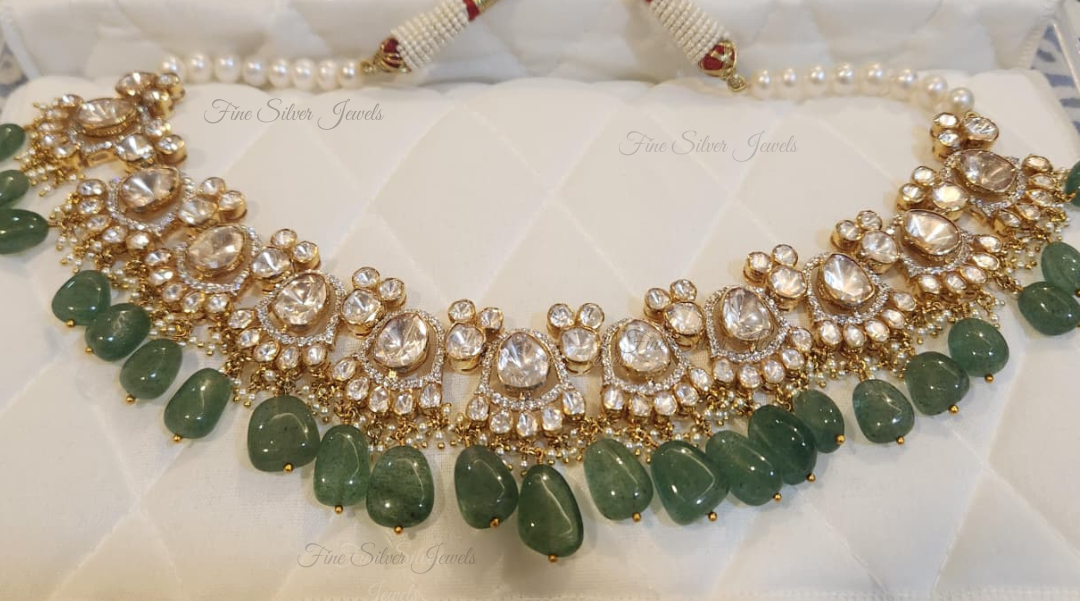 925 Silver Rivaah Polki Necklace Set