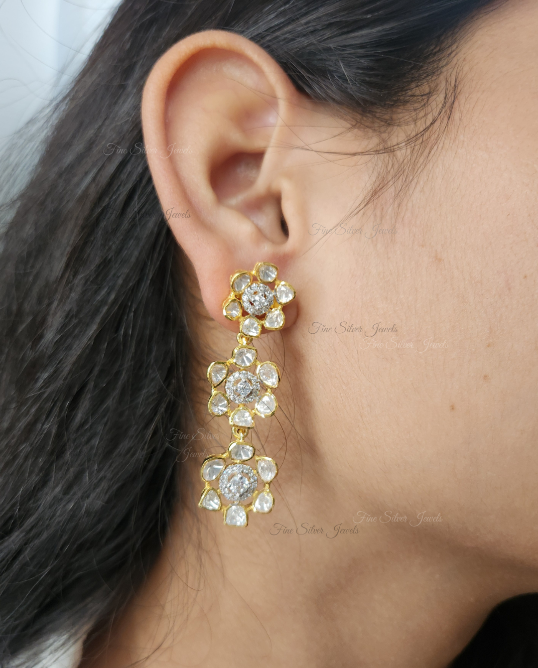 925 Silver Eira Polki Earrings