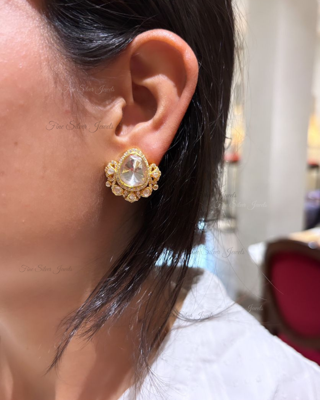 925 Silver Archana Polki Earrings