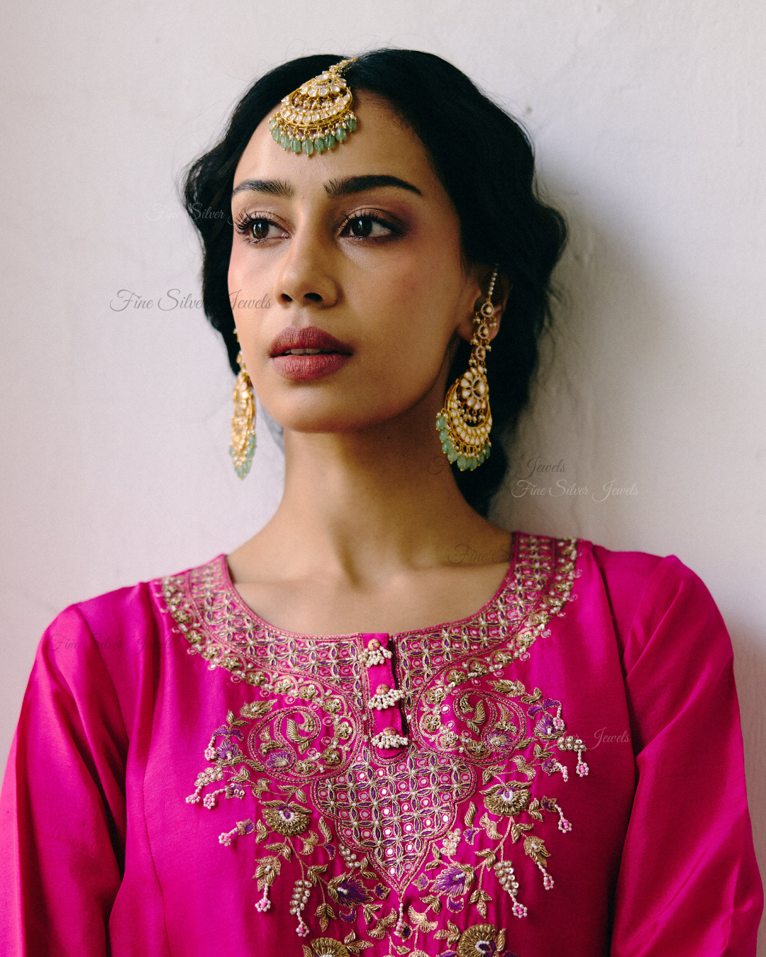 925 Silver Chandra Polki Mangtikka