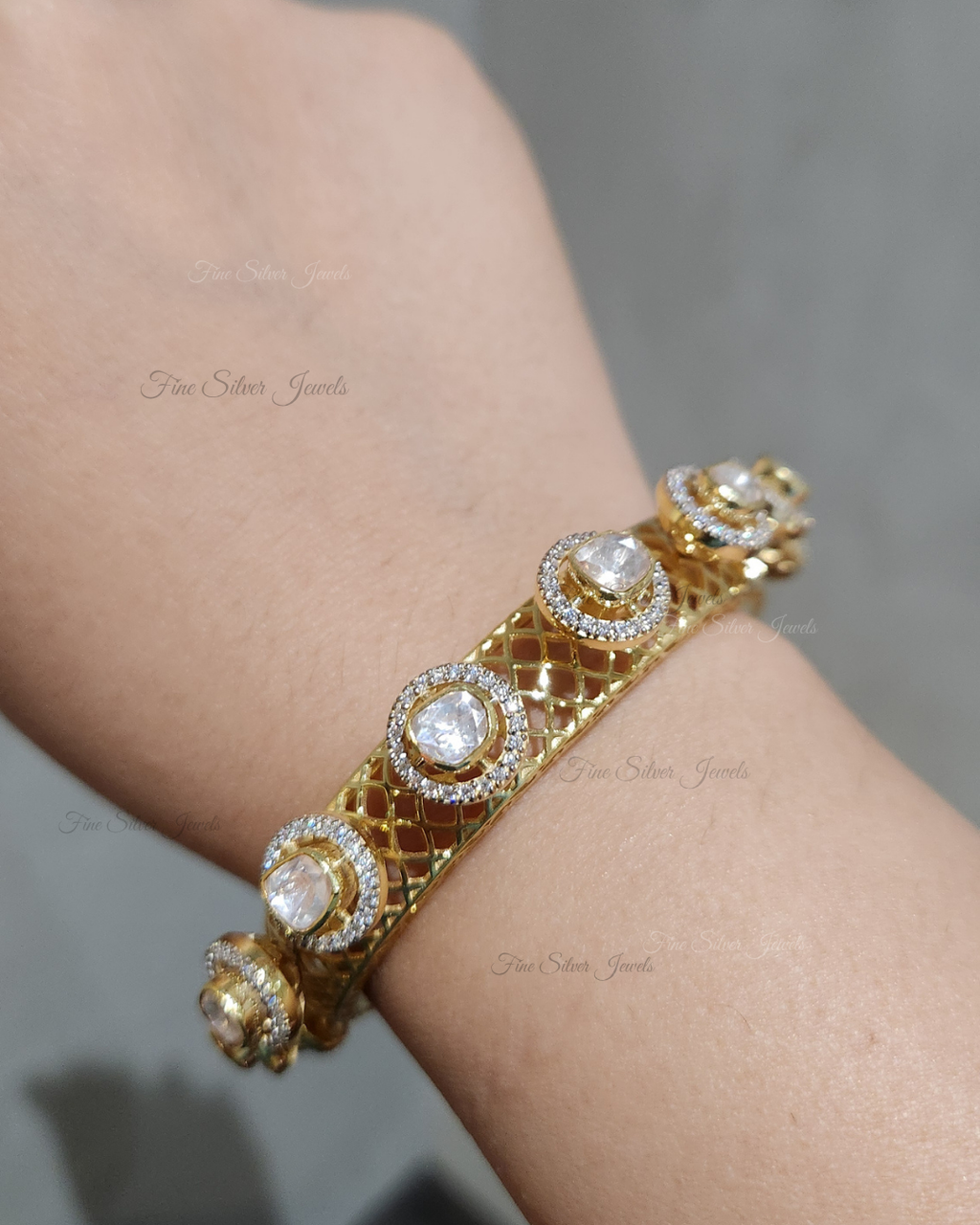 925 Silver Sandhya Polki Bangle