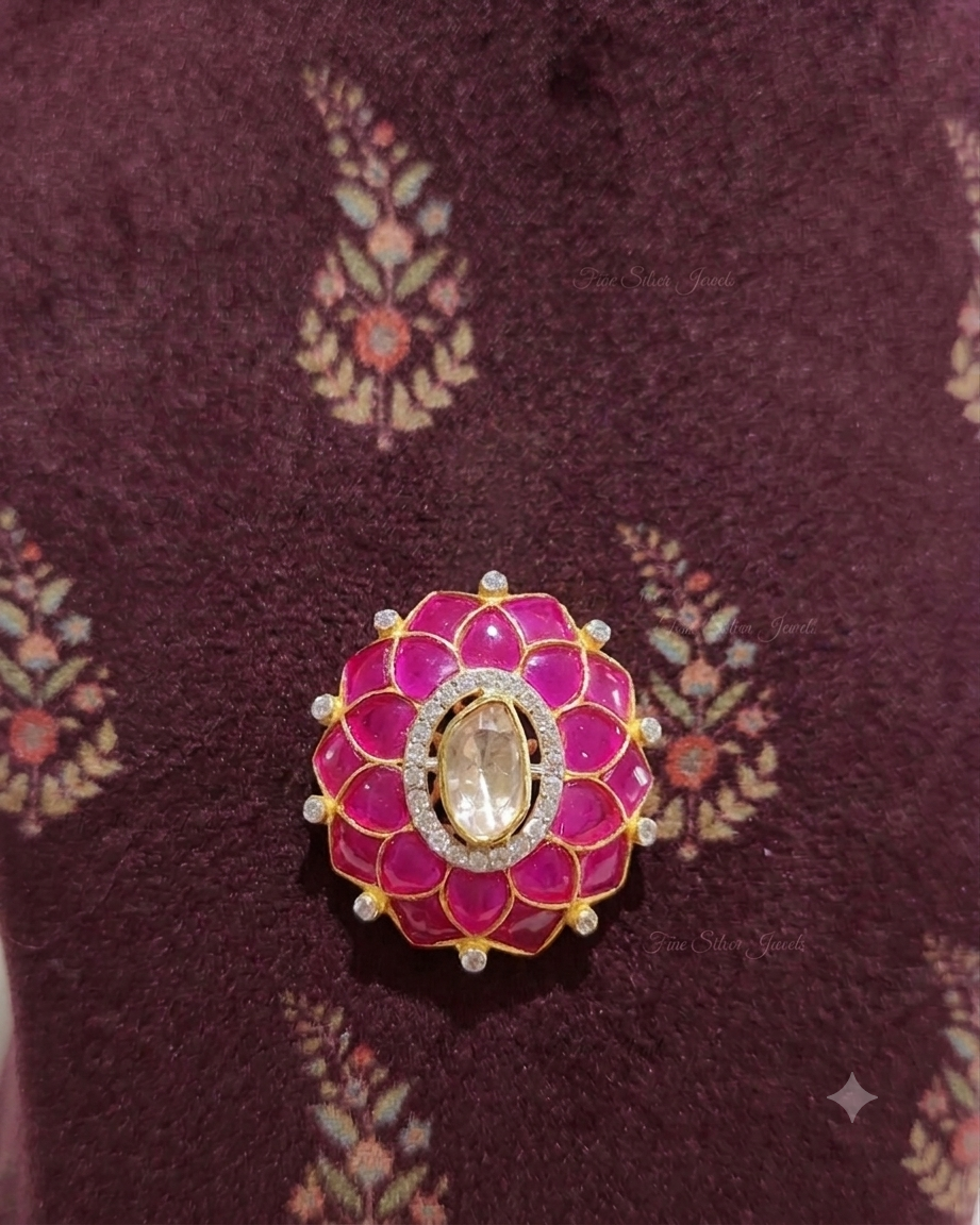 925 Silver Noor Polki Pendant