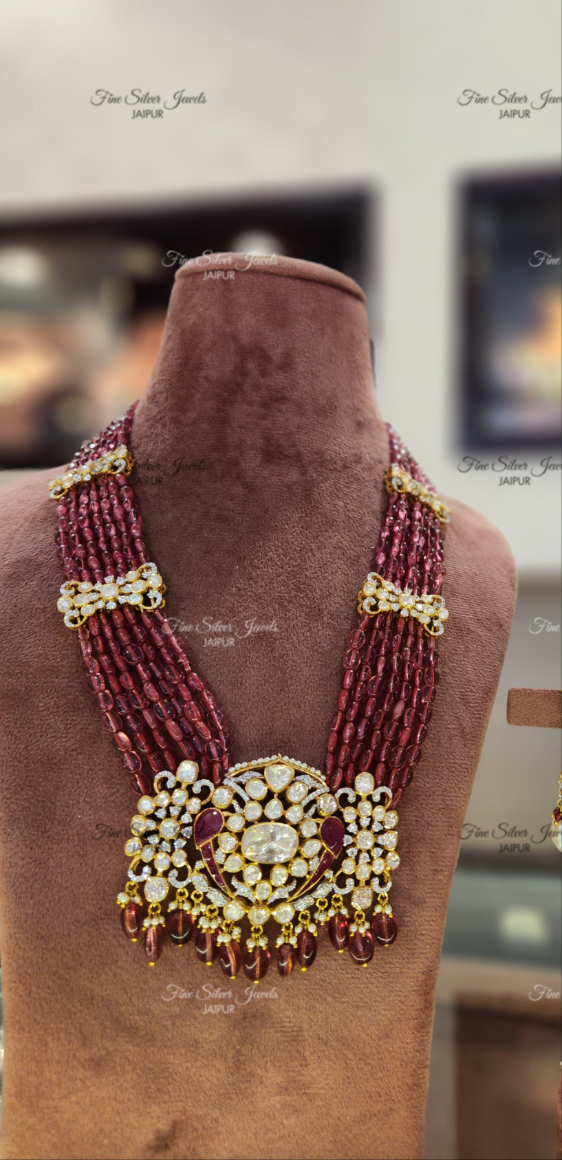 925 Silver MENS PADMAKSHYA POLKI LONG NECKLACE