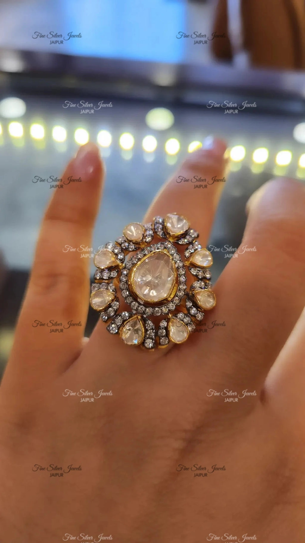 92.5 Silver Riwaaj Polki Ring finesilverjewels