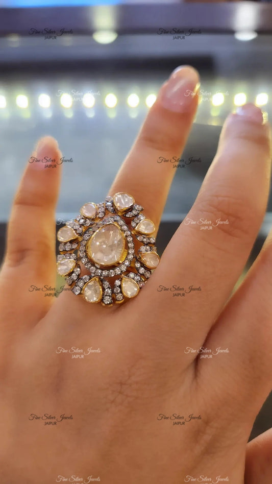 92.5 Silver Riwaaj Polki Ring finesilverjewels