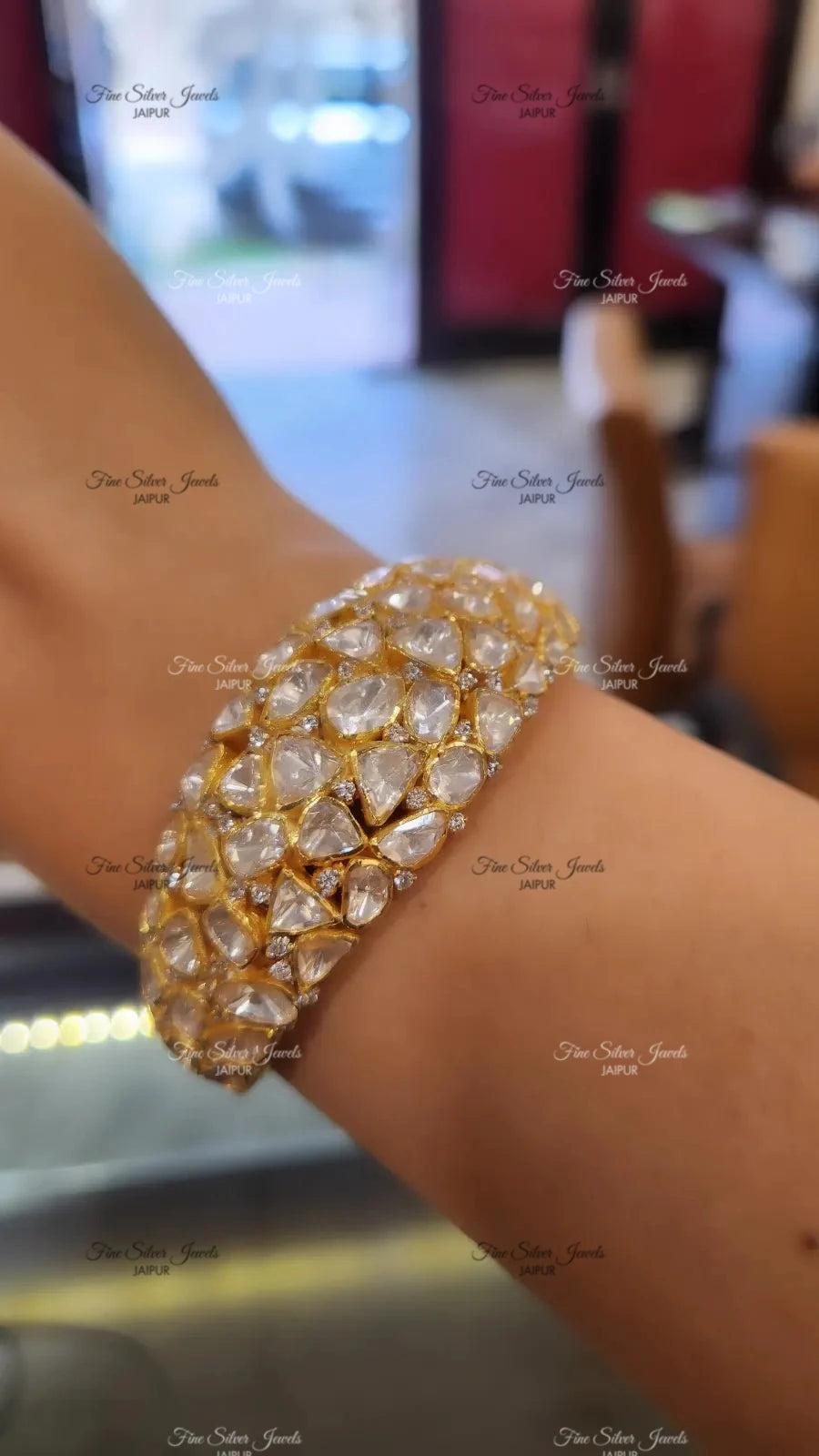 925 Silver Vaanya Polki Bracelet