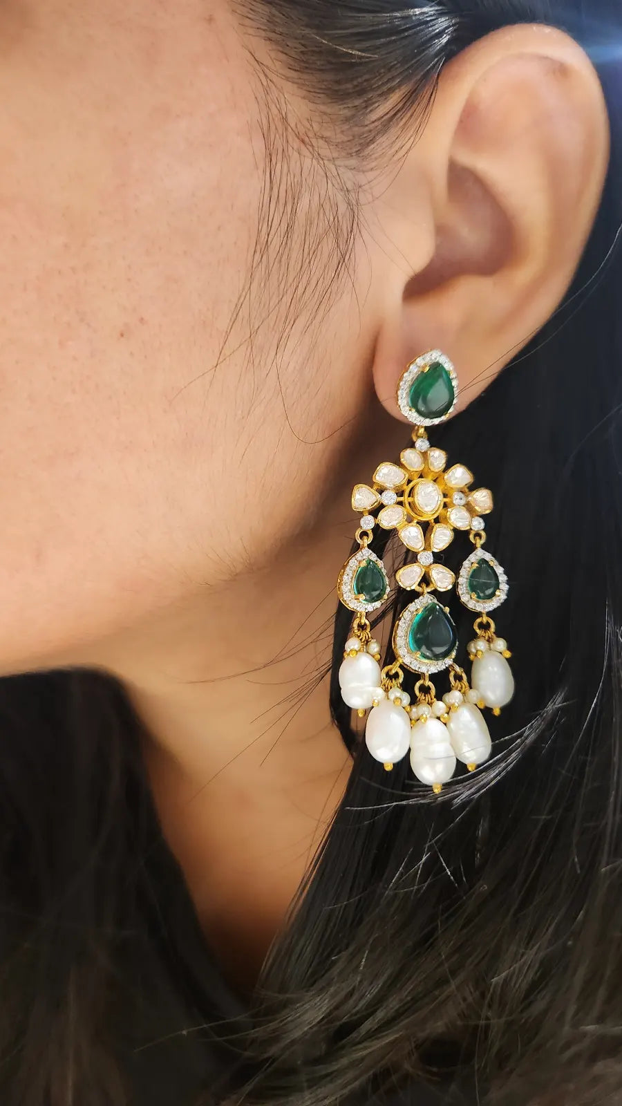 92.5 silver Meera polki earrings