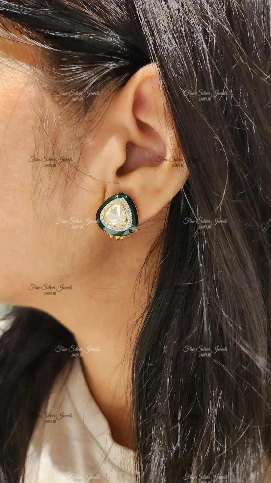 925 silver green pop earrings