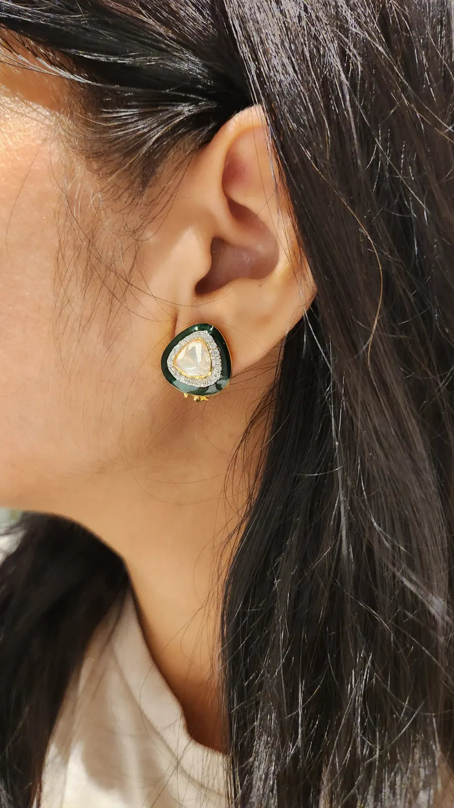 925 silver green pop earrings