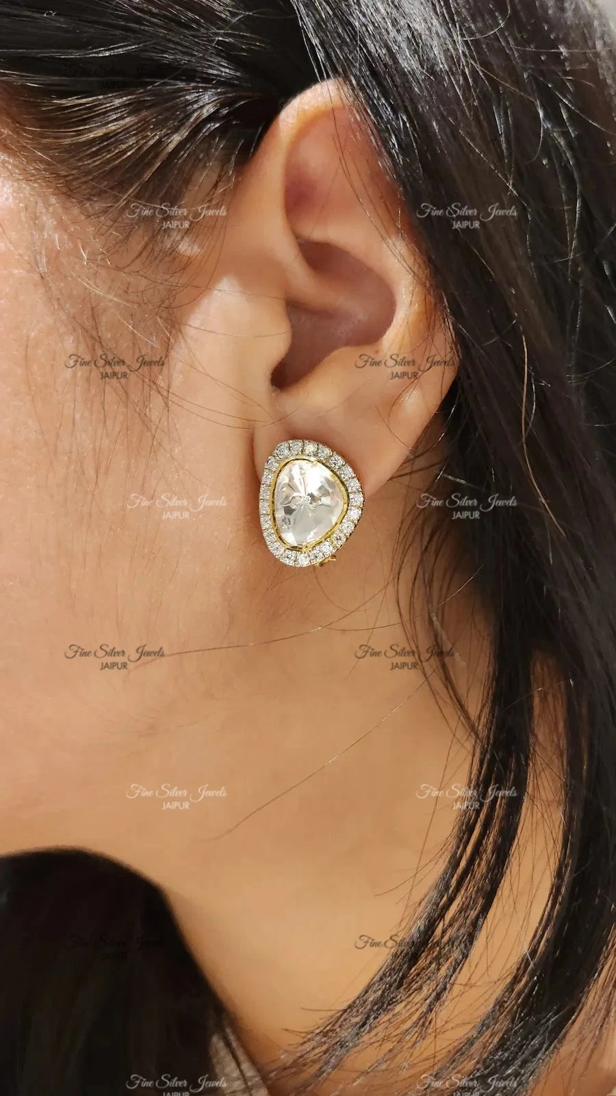 Opulent Triangle Polki Studs Earrings