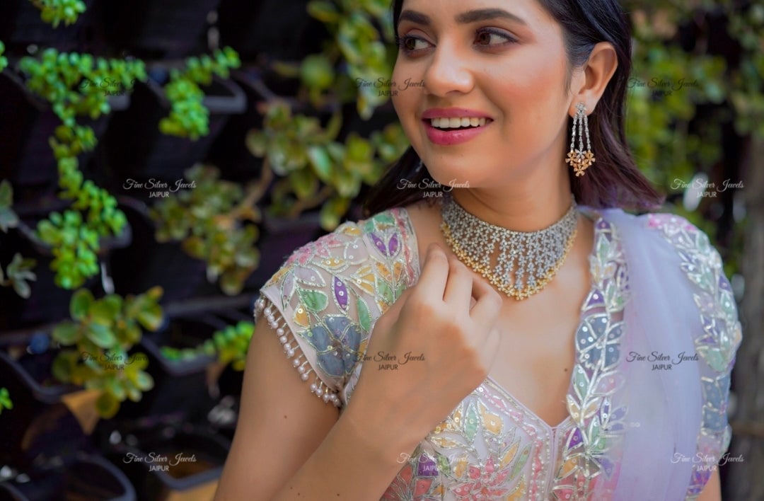 925 Silver Golden Glitz Necklace Set