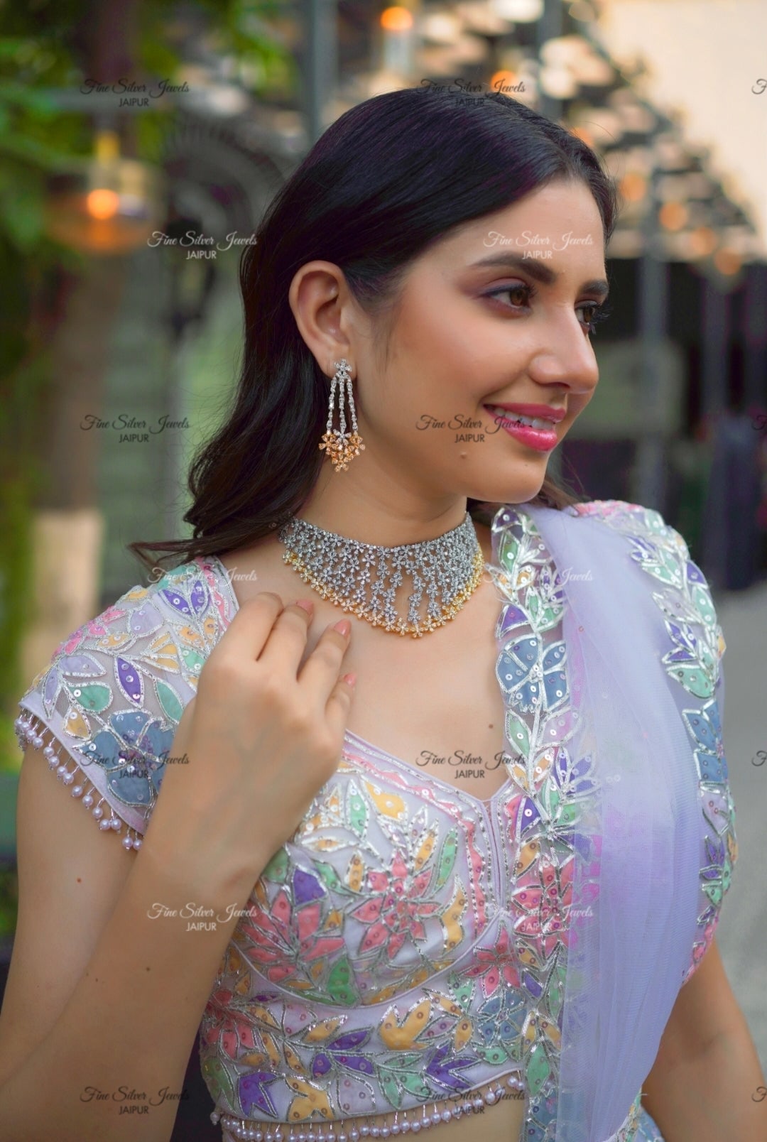 925 Silver Golden Glitz Necklace Set