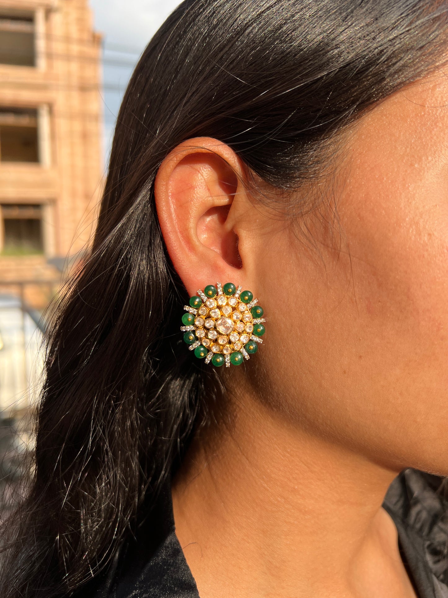 925 Silver Sitara Polki Earrings