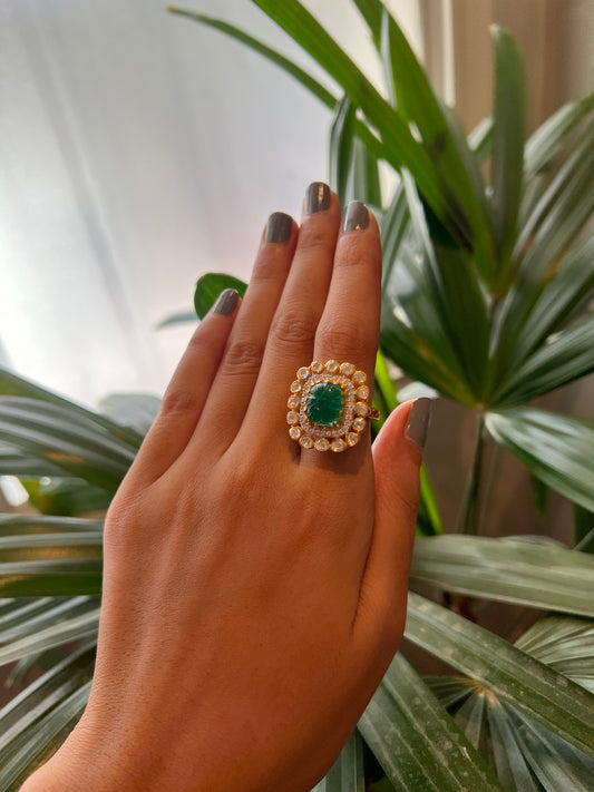 MASPARA POLKI EMERALD RING