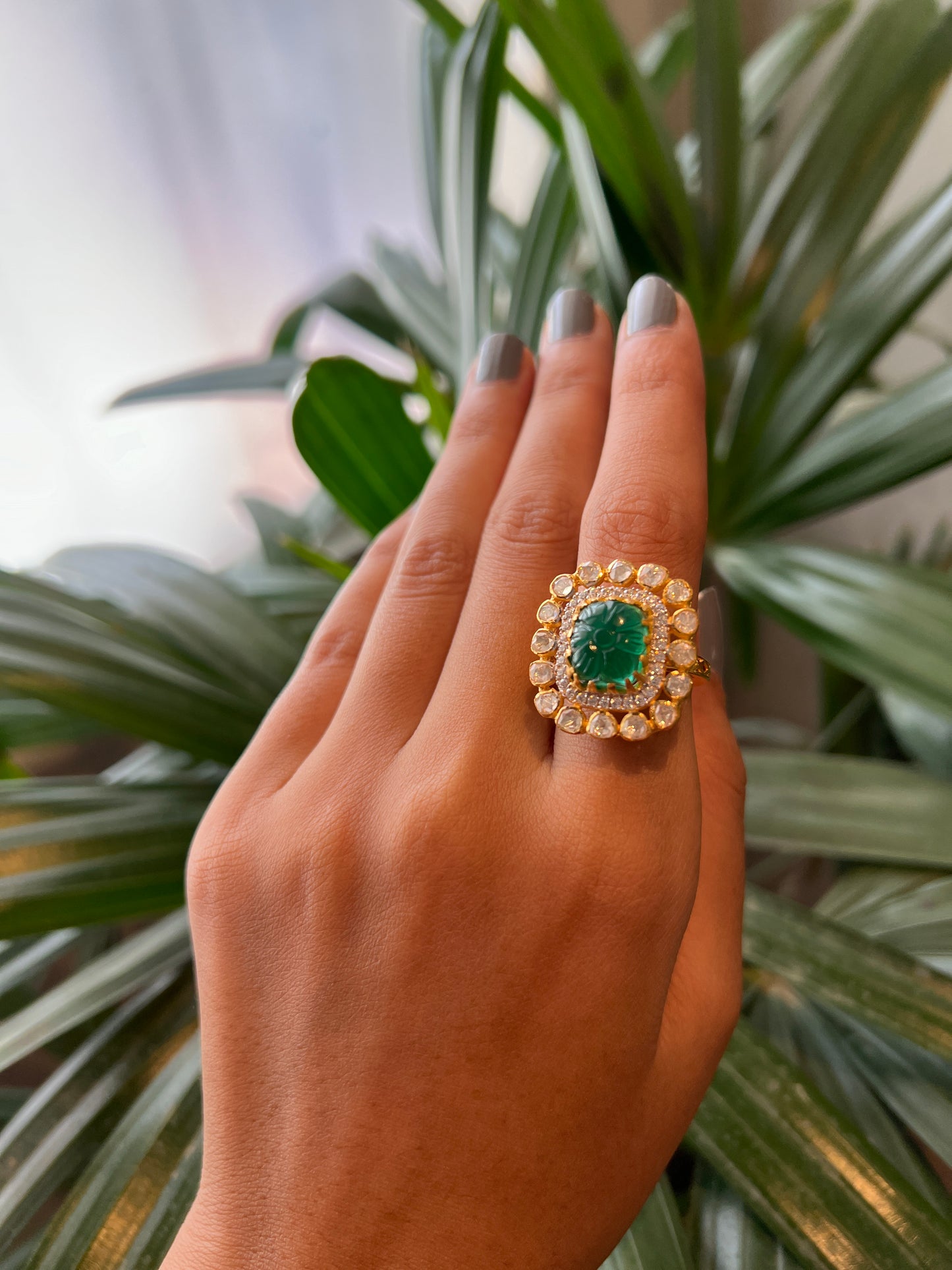 MASPARA POLKI EMERALD RING