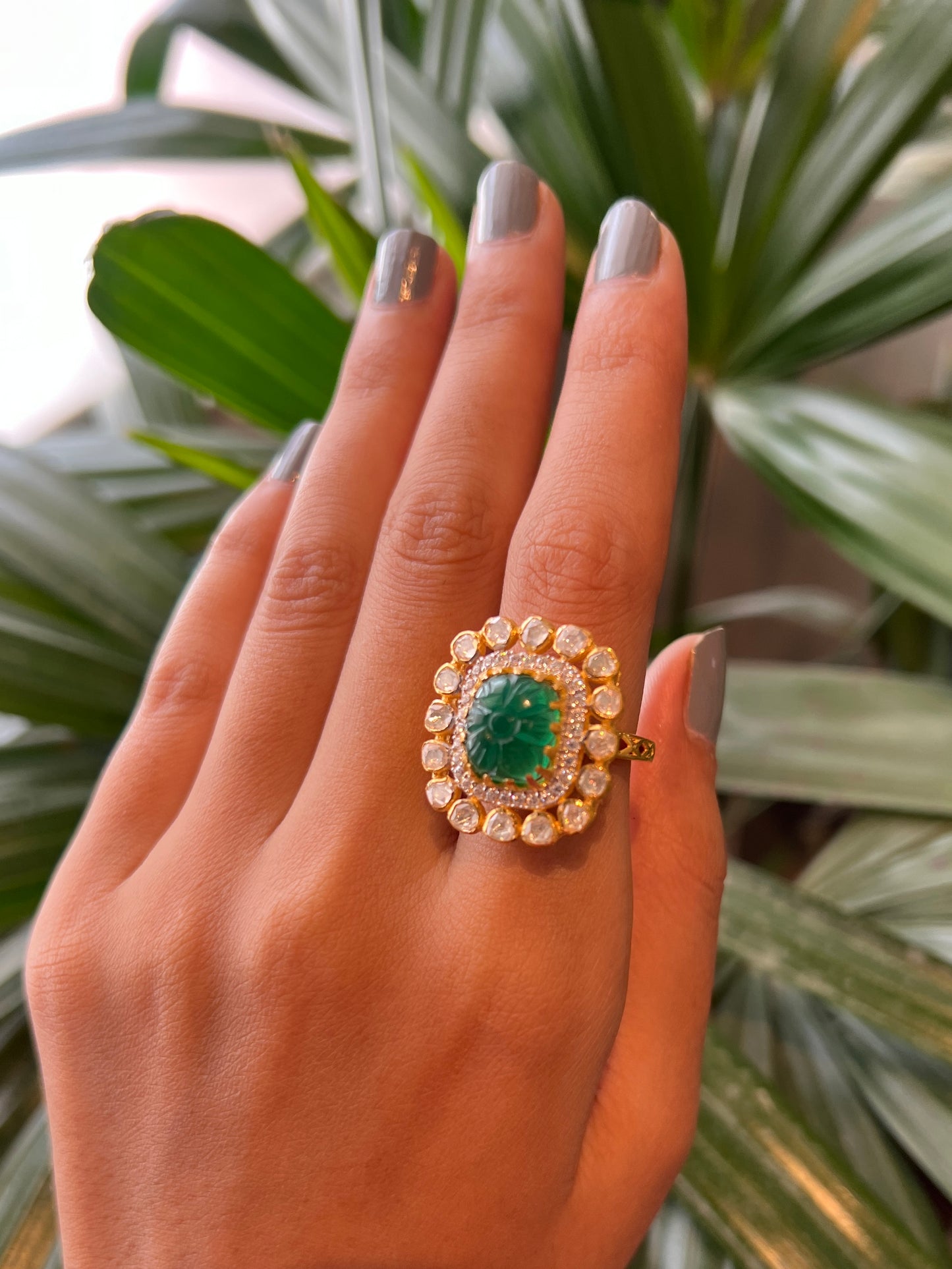 MASPARA POLKI EMERALD RING