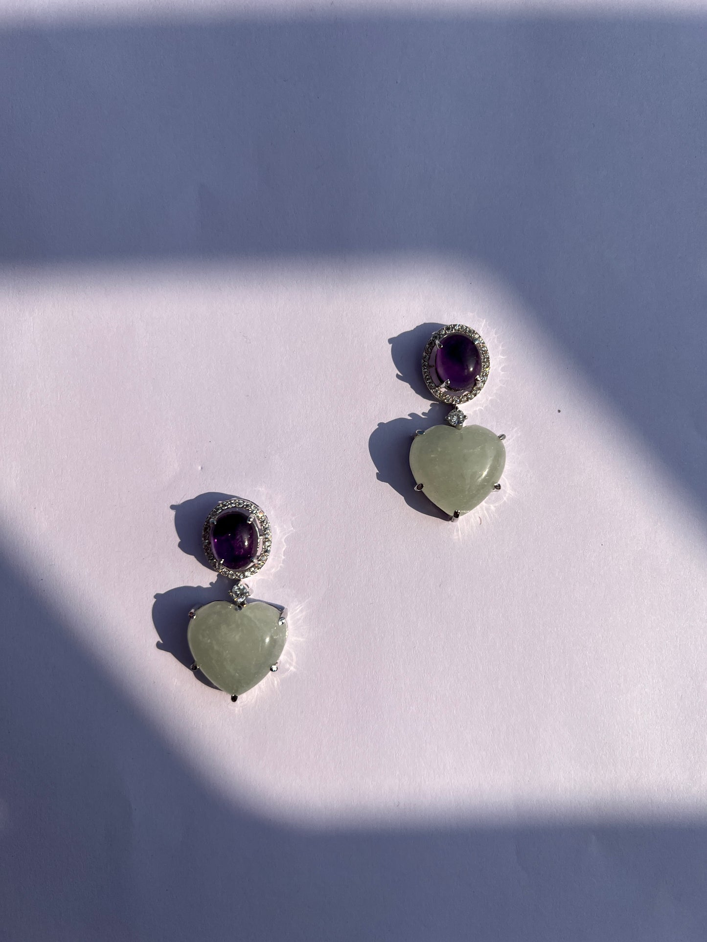 925 Silver Amethyst Heart Earrings