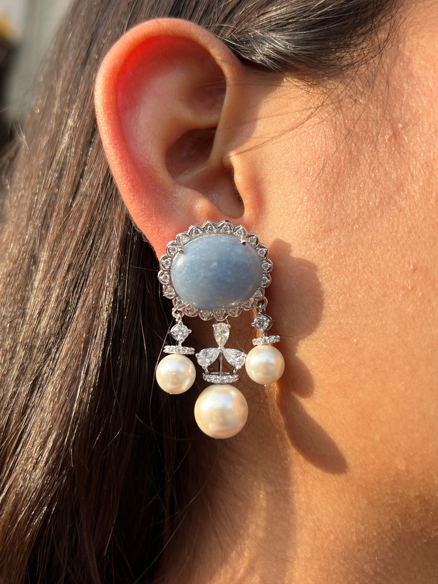 925 Silver Moonlit Pearl Earrings