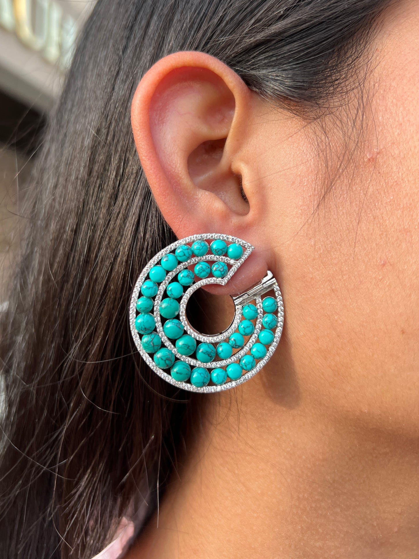 925 Silver Turquoise Orbit Earring