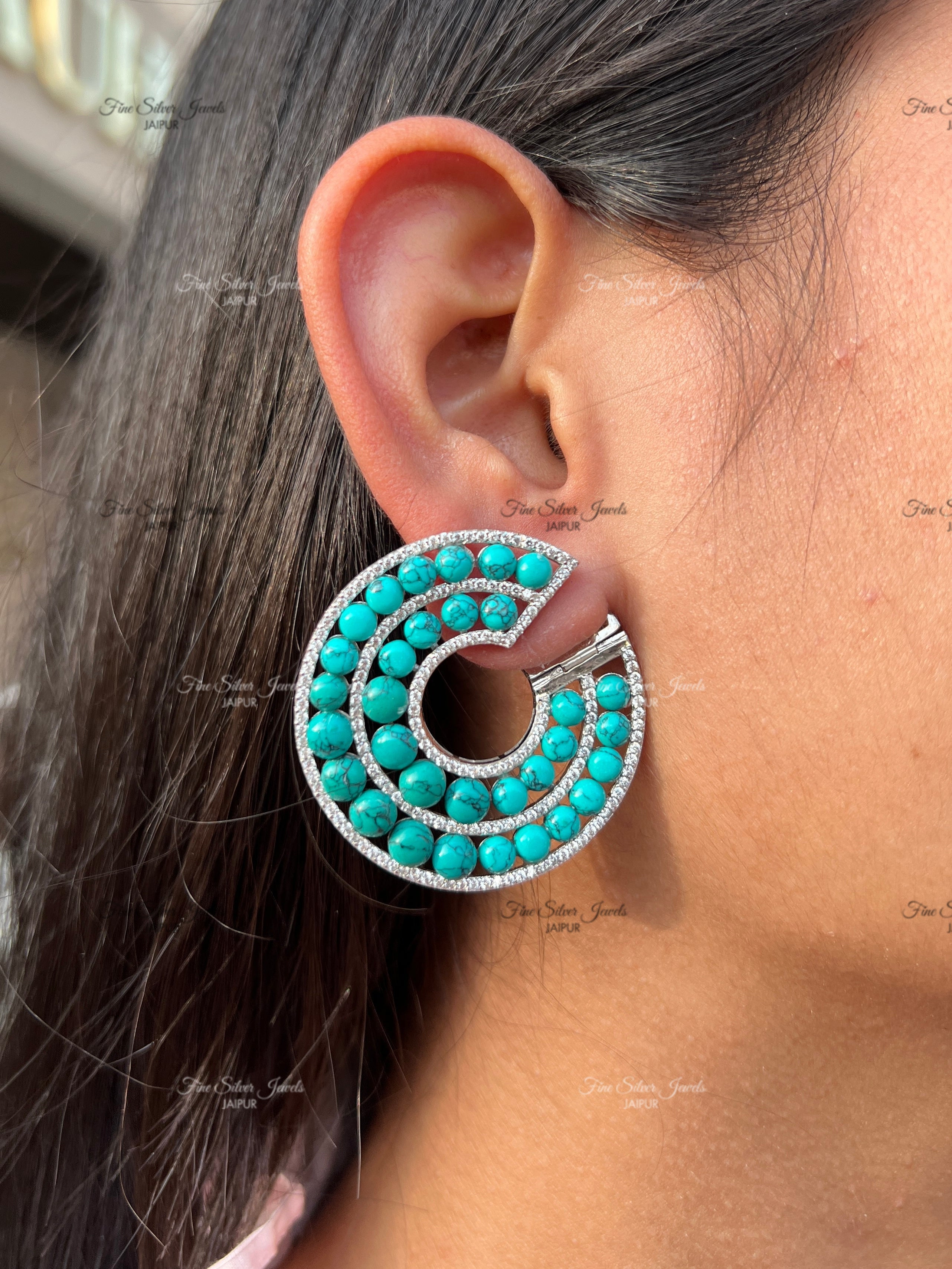 925 Silver Turquoise Orbit Earring