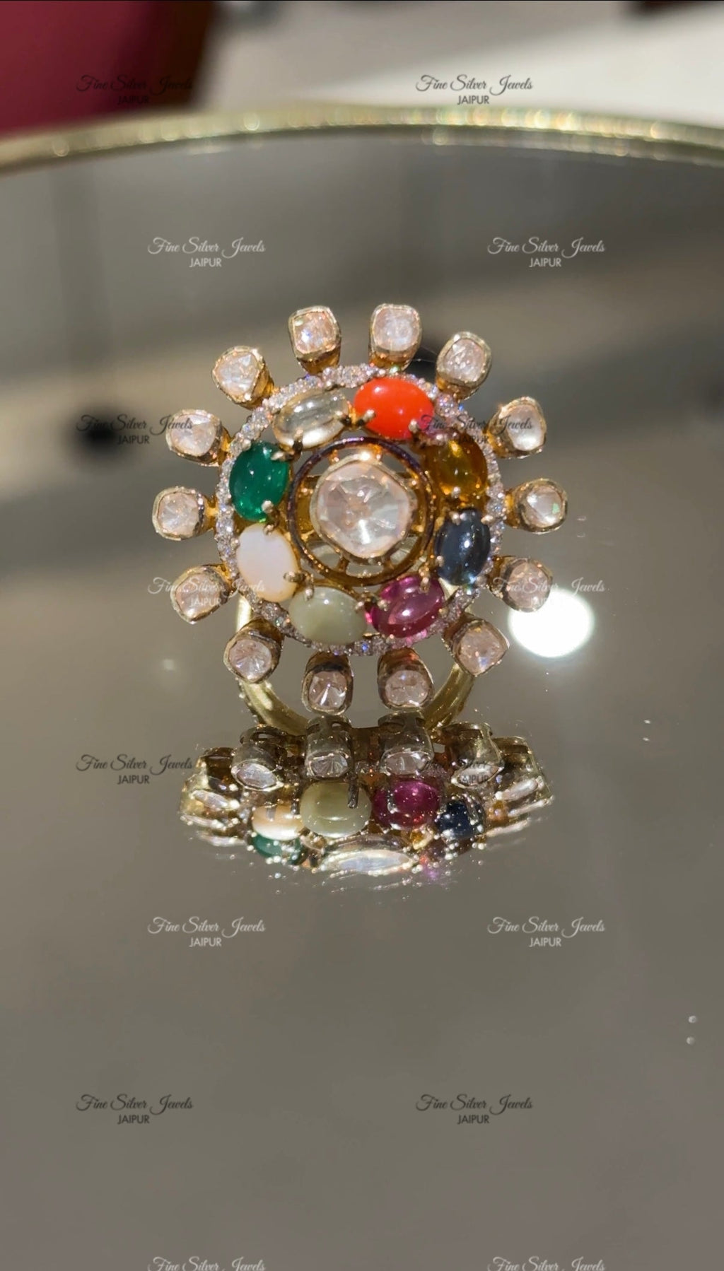 925 Silver Navratan Ring