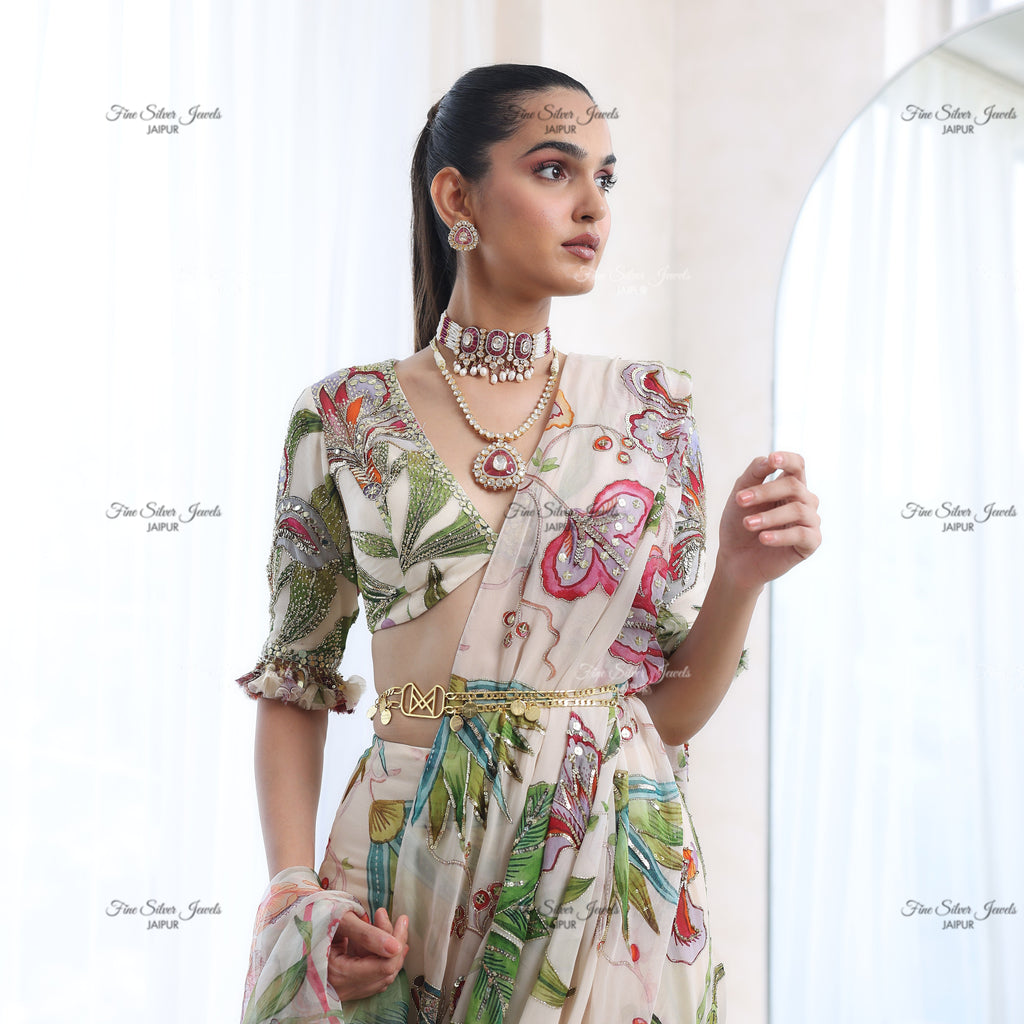 925 silver ZUNAIR RUBY POLKI STUD EARRING