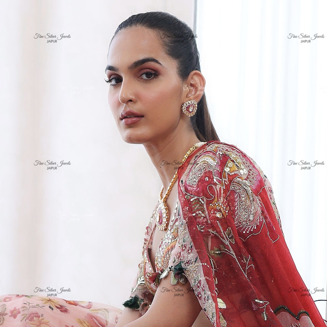 925 silver ZUNAIR RUBY POLKI STUD EARRING