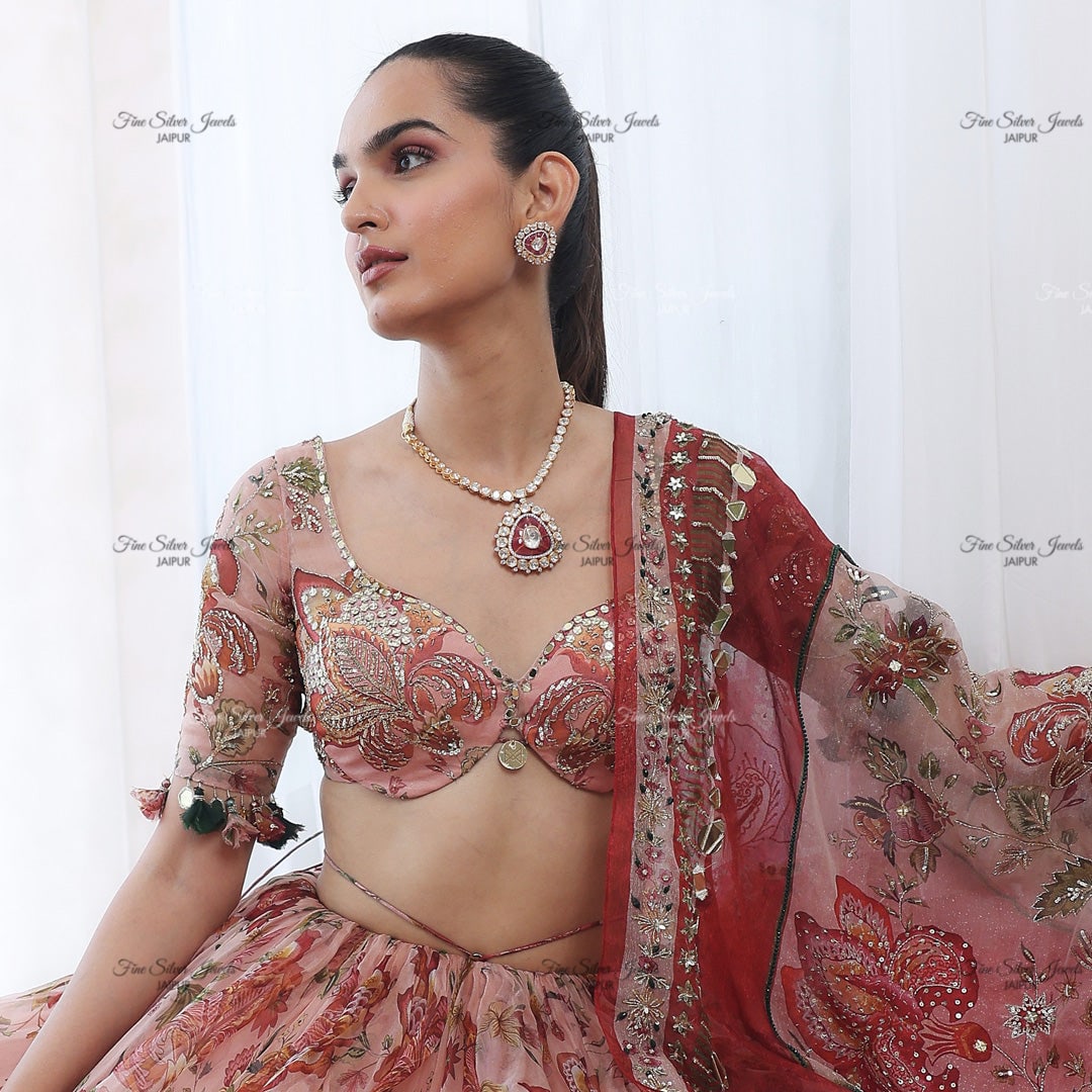 925 silver ZUNAIR RUBY POLKI STUD EARRING