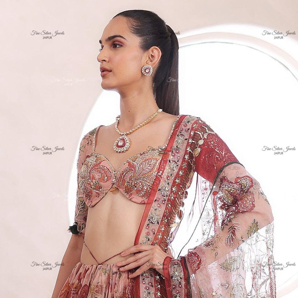 925 Silver Riva Polki Necklace