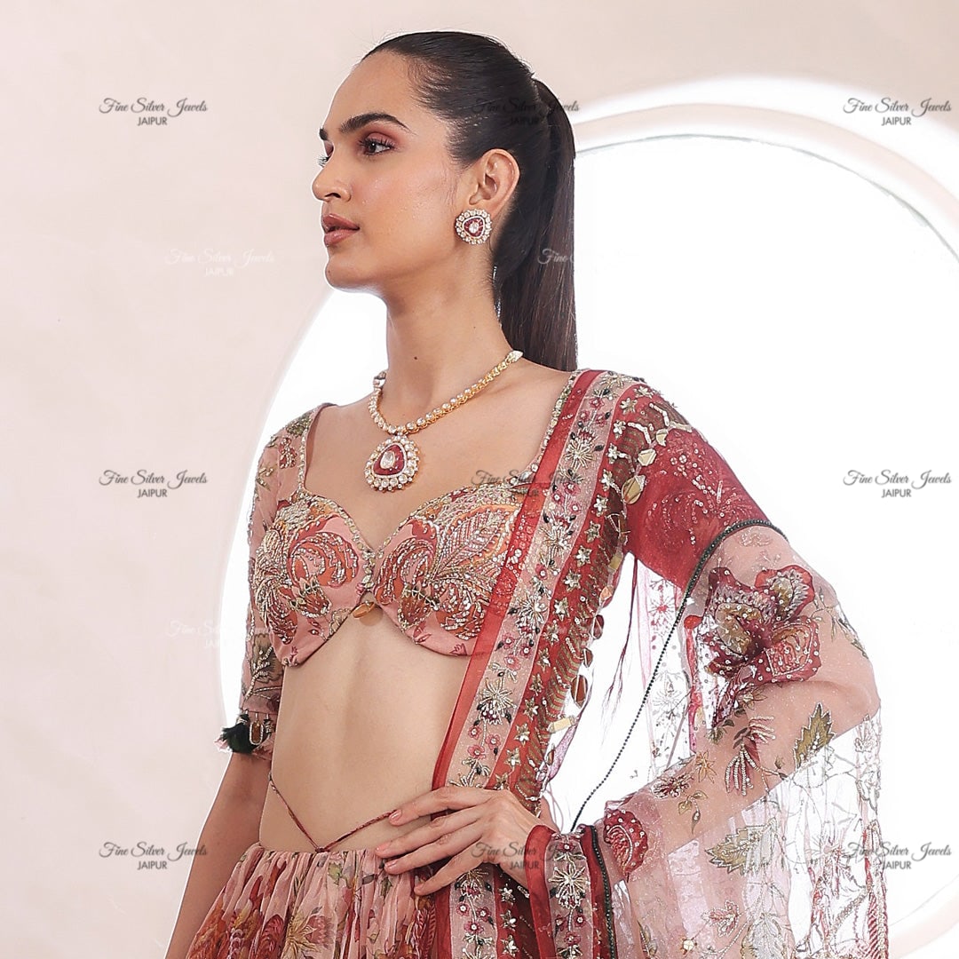 925 Silver Riva Polki Necklace