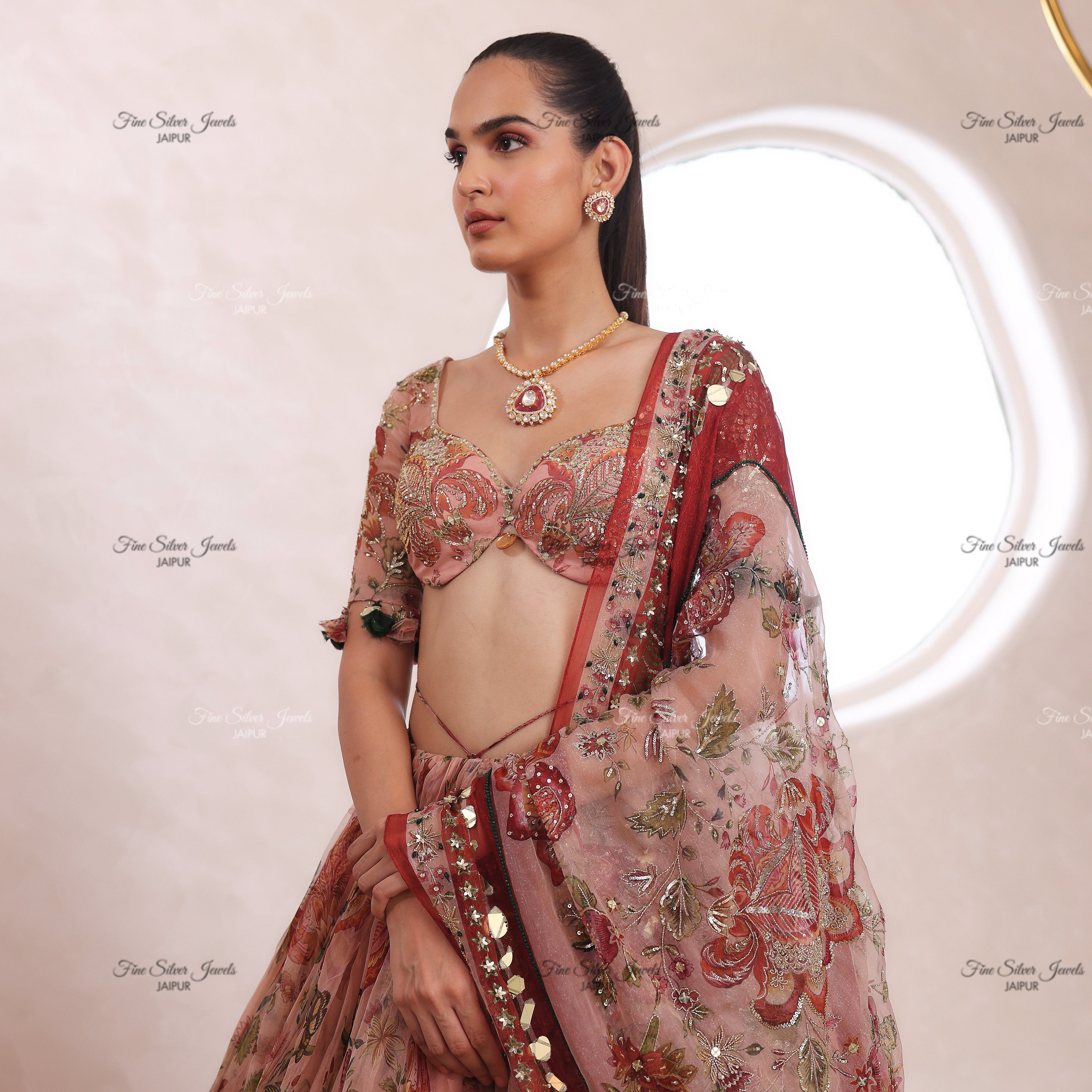 925 Silver Riva Polki Necklace