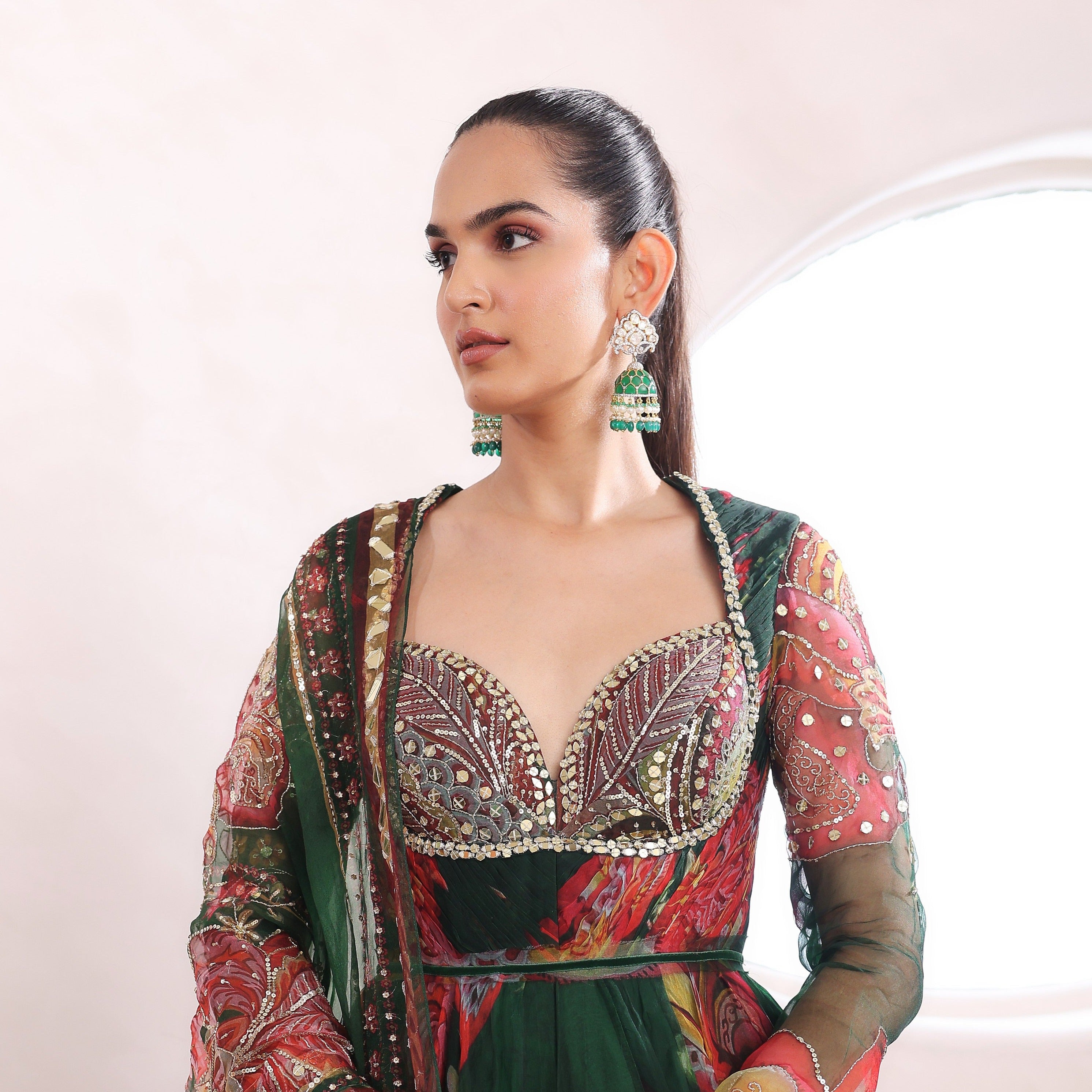 Indian Bollywood Style Jadau Small Jhumka Earring Set - Champagne | eBay