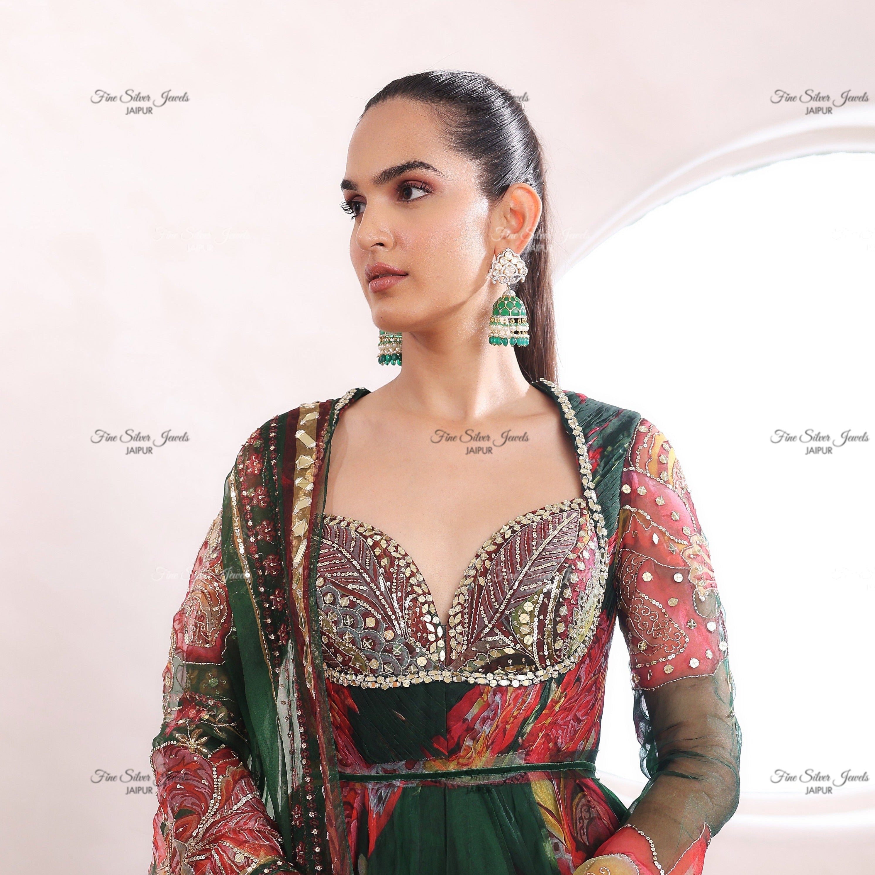 925 Silver Jodha Jhumka Earrings