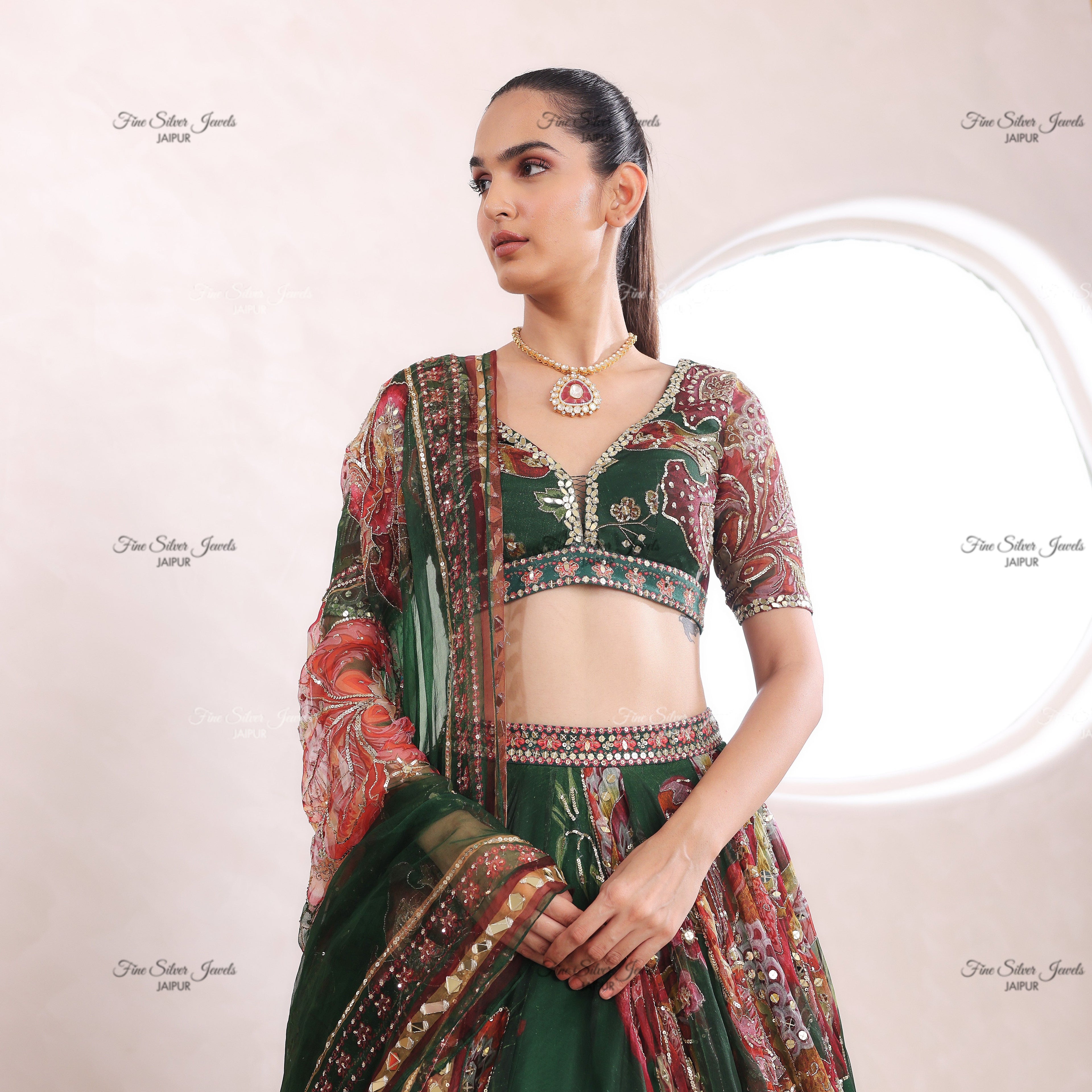 925 Silver Riva Polki Necklace