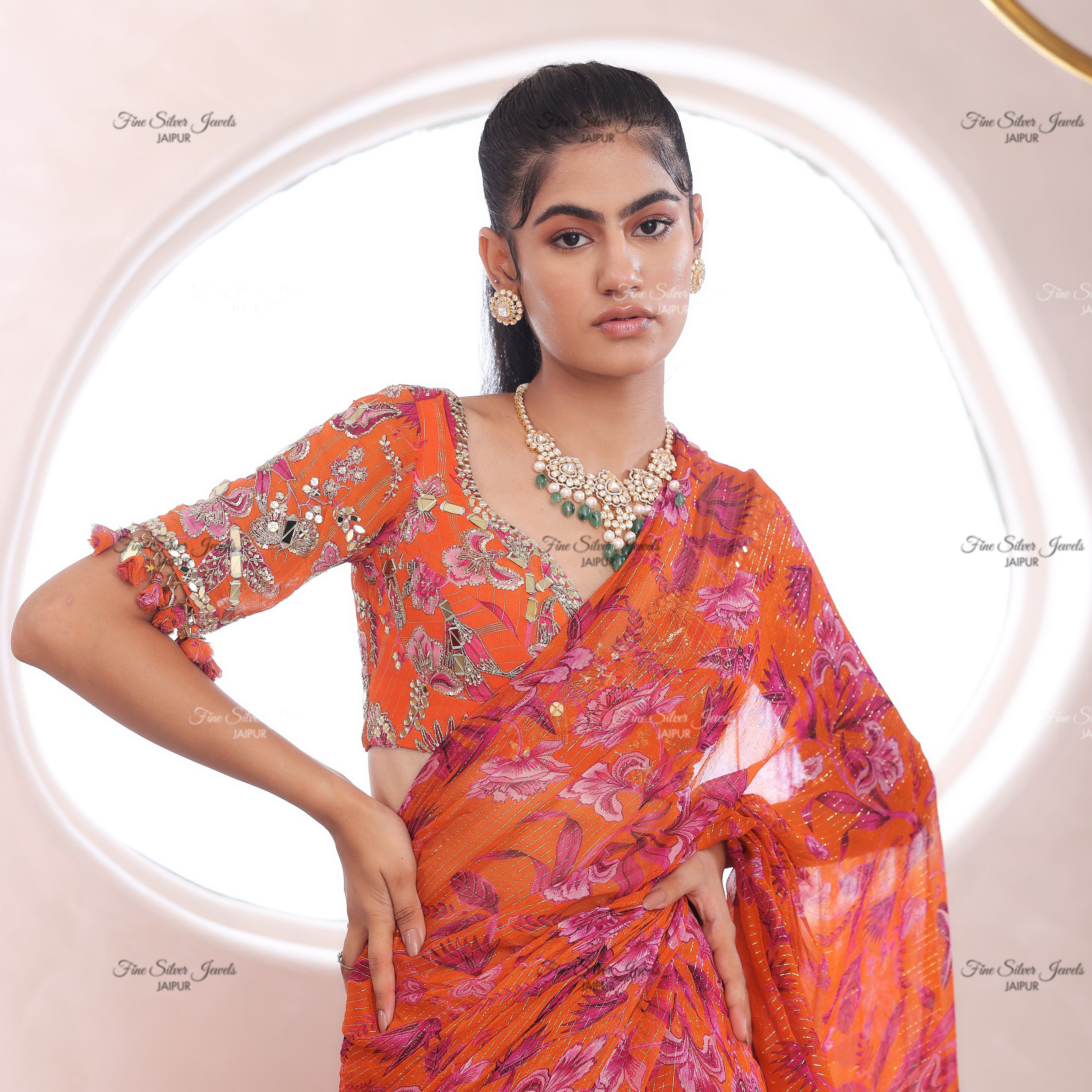 925 SILVER PRISTINE POLKI NECKLACE SET