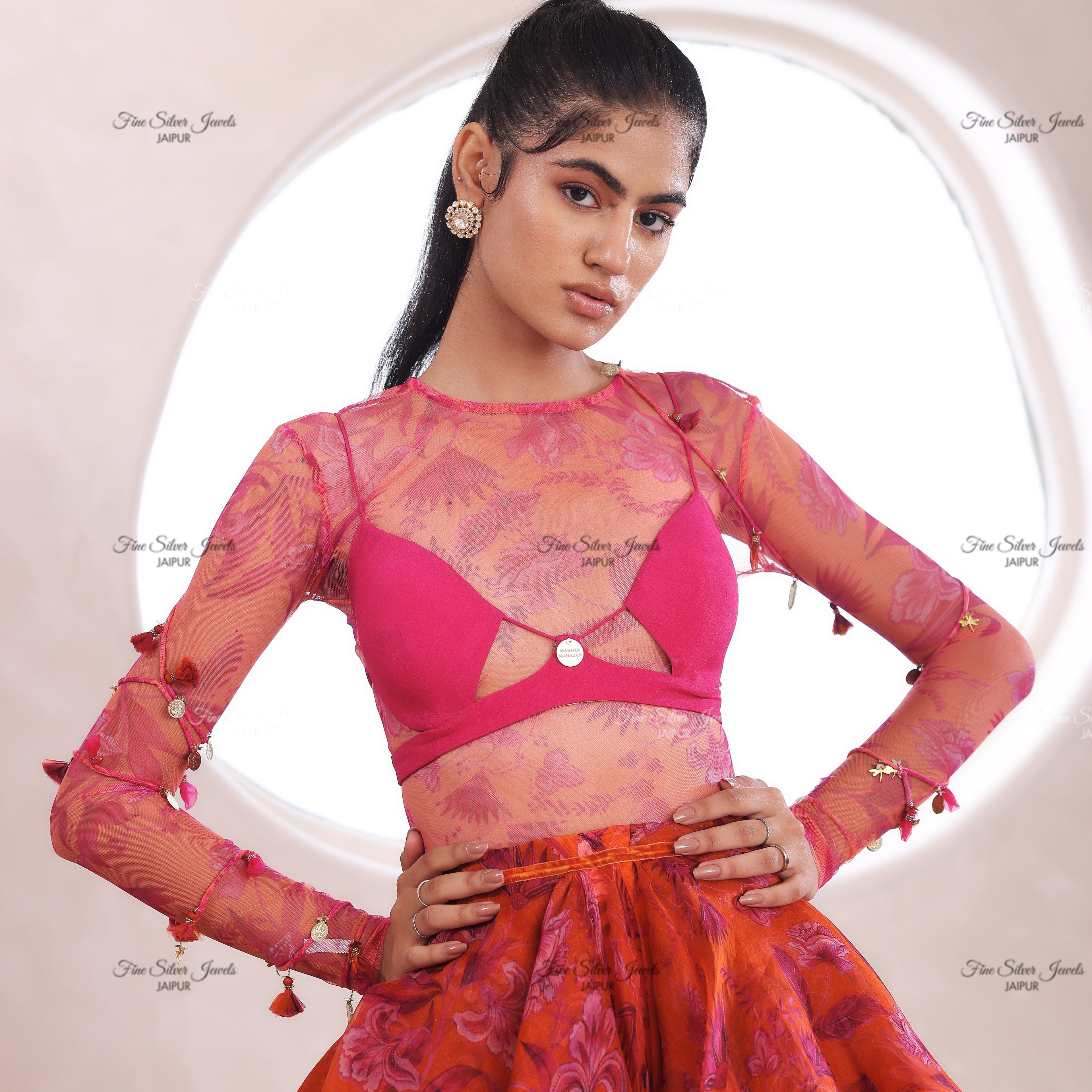 QIZAKAT FLORAL POLKI STUD EARRING