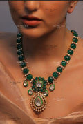 925 Silver GREEN ONYX POLKI NECKLACE finesilverjewels