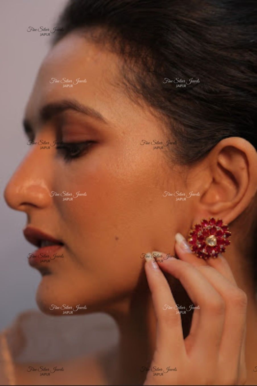 925 silver RUBY ETERNITY EARRING finesilverjewels