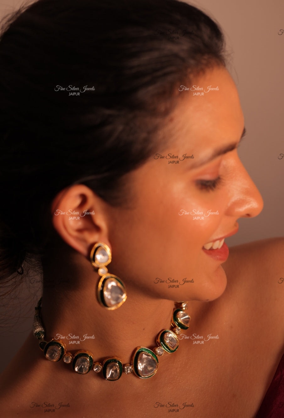 NAYRA POLKI MEENA NECKLACE finesilverjewels