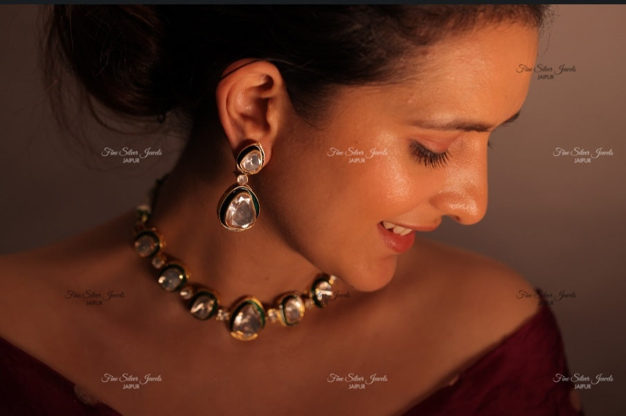 NAYRA POLKI MEENA NECKLACE finesilverjewels