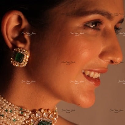 MASPARA POLKI EMERALD STUD EARRING finesilverjewels