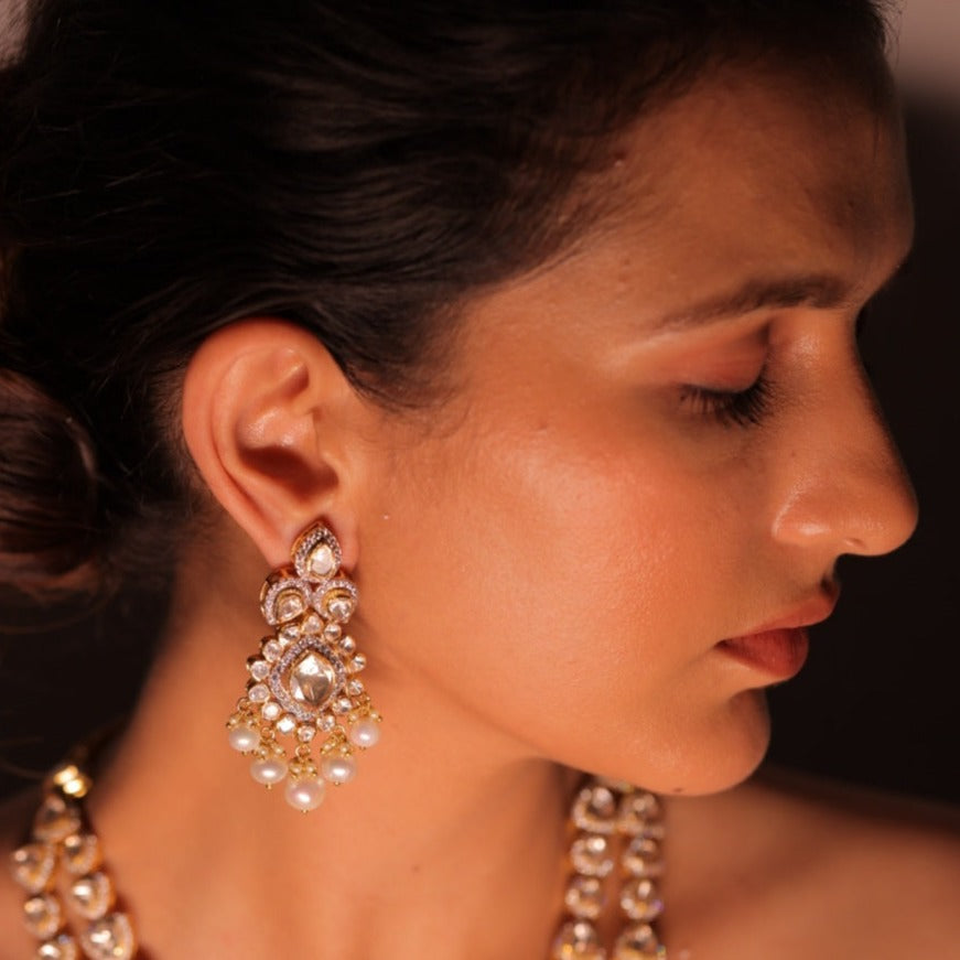 925 Sterling Silver Mughal Chitai Work Dangle Drop Earrings – Joharcart