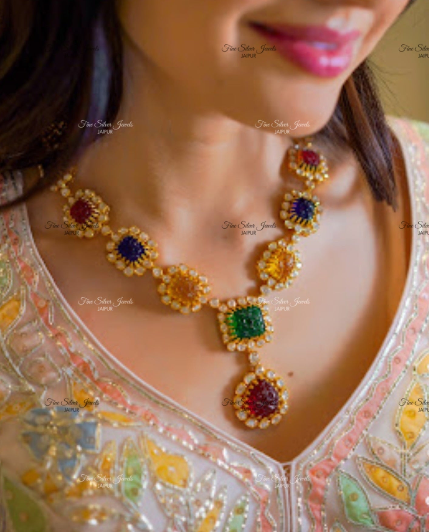 925 silver Amokhya necklace set finesilverjewels