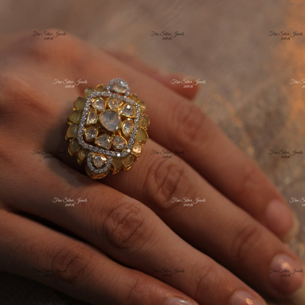 925 silver shloka polki ring finesilverjewels